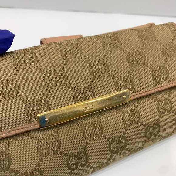 Gucci Brown Pink GG Canvas Long Wallet Sku#85601 (Gently used) - Picture 12 of 16
